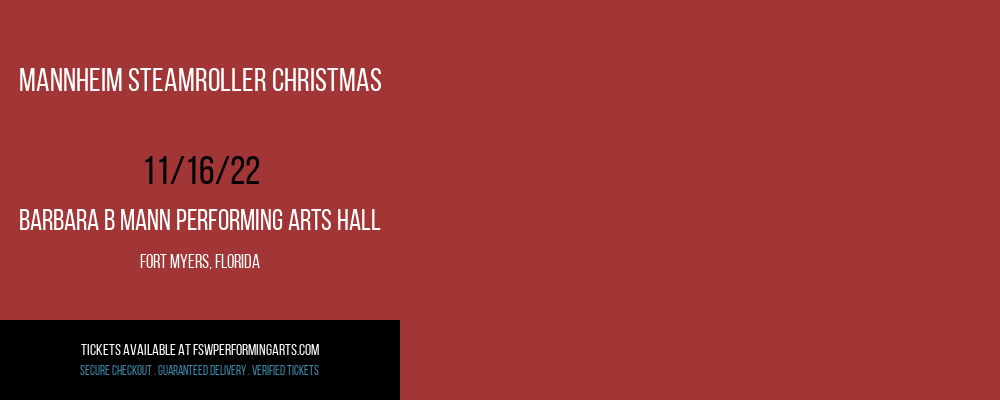 Mannheim Steamroller Christmas at Barbara B Mann Performing Arts Hall tickets Mannheim Steamroller Christmas at Barbara B Mann Performing Arts Hall